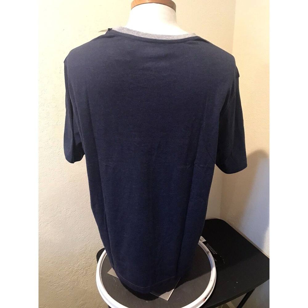 Chaps Mens XXL Colorblock T-Shirt Navy White Red Short Sleeve Crew Neck Logo - Picture 5 of 13